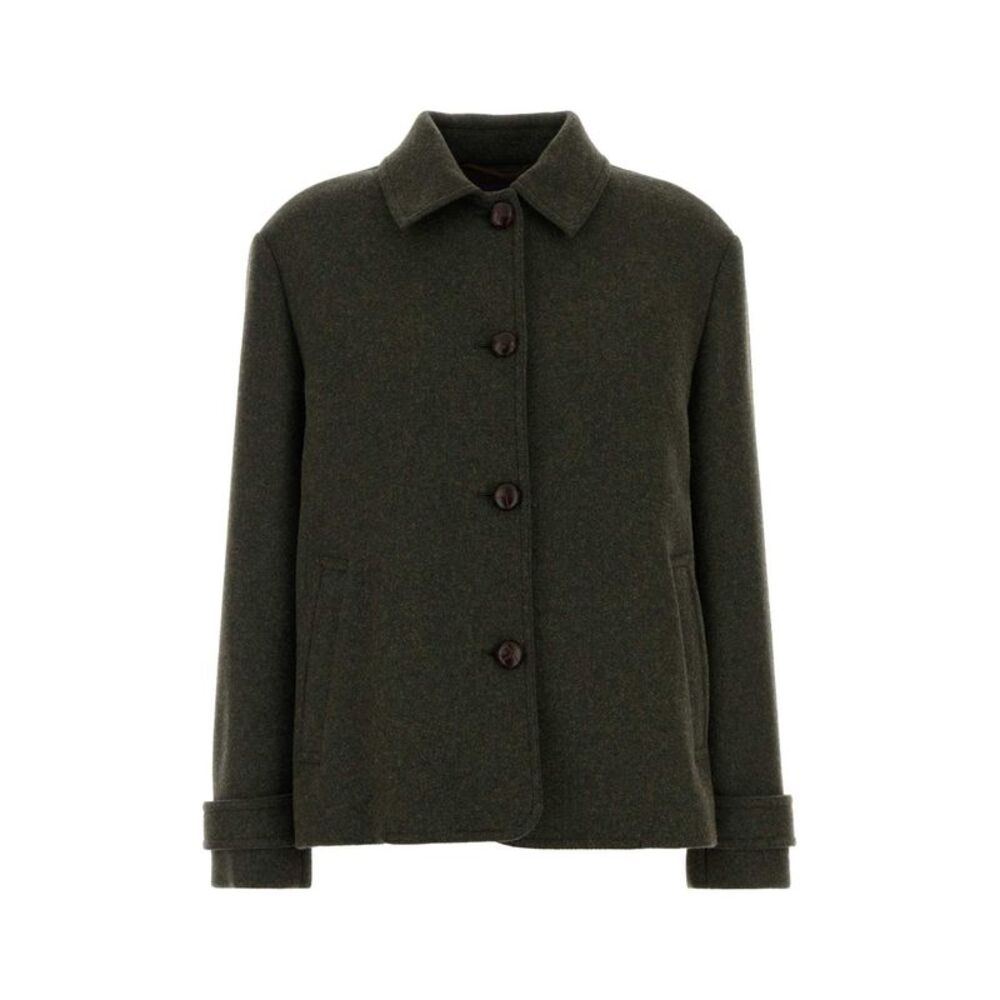 Weekend Max Mara Women Bottle Green Wool Blend Diorama Coat